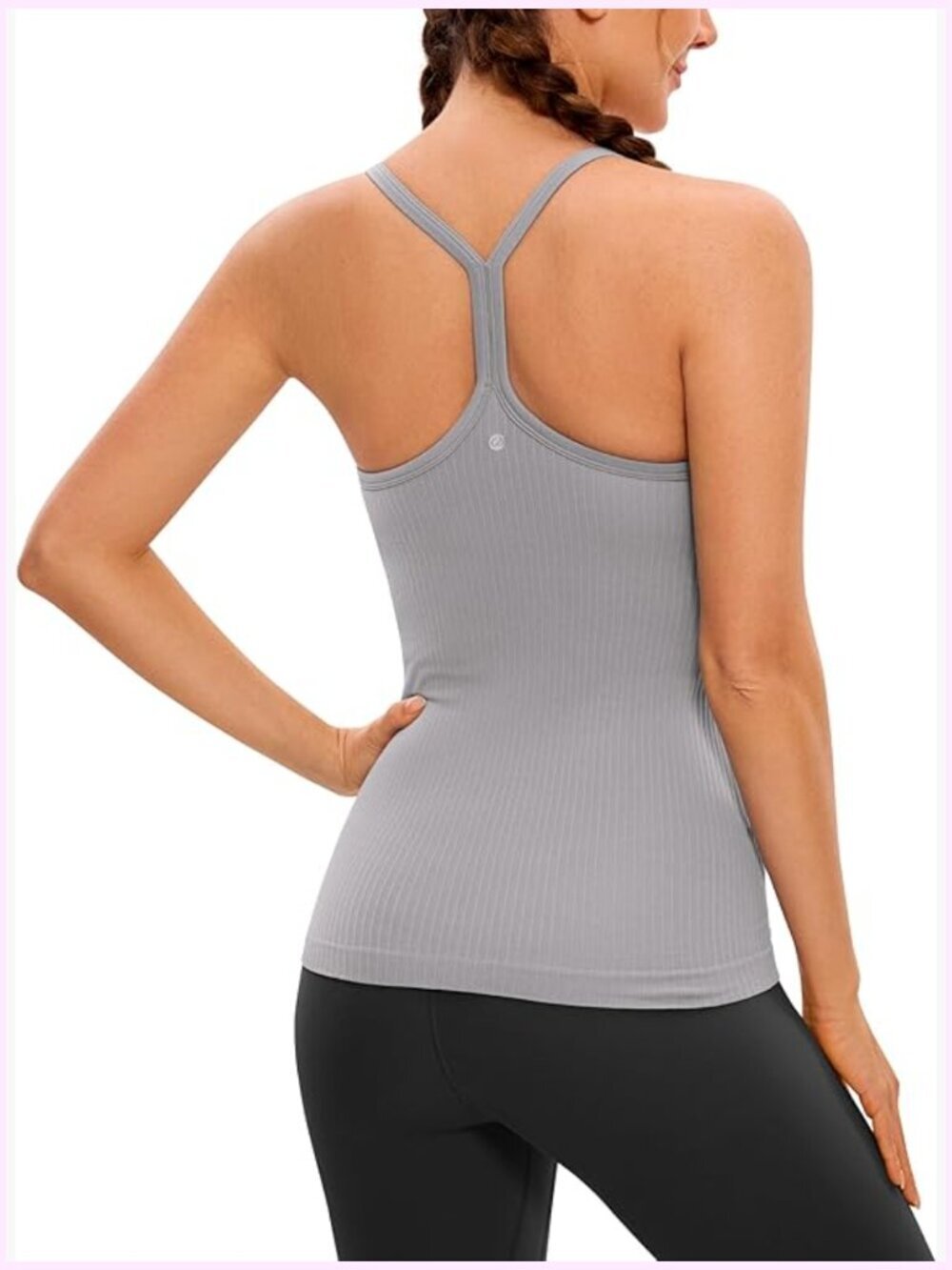 Seamless Racerback Tank Top with Built in Bra for Low-Impact Workouts